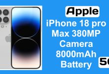Apple iPhone 18 Pro Max featuring a 380MP camera and 8000mAh battery