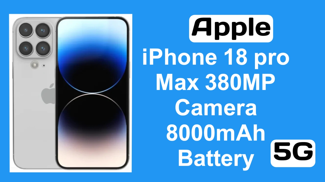 Apple iPhone 18 Pro Max featuring a 380MP camera and 8000mAh battery